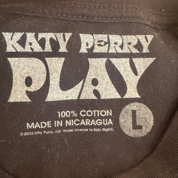 Katy Perry Unisex Black Graphic 100% Cotton Short Sleeve T Shirt Size L PLAY - Picture 3 of 7